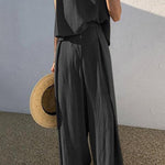 Women's Tank Vest Outfits Wide Leg Trousers Set