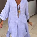 Women's Casual Cotton And Linen Shirtdress