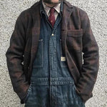 Men's Retro Checkered Lapel Loose Jacket
