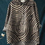 Women's Circular Line Pattern Print Casual Cotton And Linen Shirt