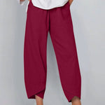 Women's Solid Color Loose Elegant Casual Simple Cotton And Linen Ninth Pants