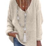 Sweater V-neck Long Sleeve Knitted Top