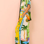 Women's Printed Short Sleeve Shirt And Trousers Casual Suit