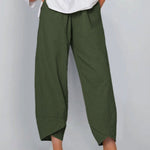 Women's Solid Color Loose Elegant Casual Simple Cotton And Linen Ninth Pants