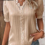 Women's Hollow Short Sleeve European and American Dress Shirt