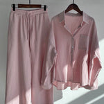 Women's Solid Color Loose Elegant High Waist Casual Cotton And Linen Suit