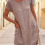 Women's Cotton And Linen Style Dress