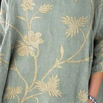 Women's Retro Elegant Floral Art Print Casual Cotton And Linen Shirt