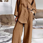 Women's Nine-Quarter Sleeve Shirt And Trousers Two-Piece Suit