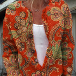 Women's Vintage Lovely Floral Art Print Buttoned Cardigan Sweater