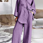 Women's Nine-Quarter Sleeve Shirt And Trousers Two-Piece Suit
