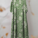 Women's Vintage Floral Art Print Pocket Cotton Dress