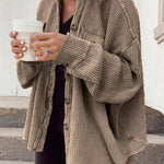 Women's Fall Casual Lapel Neck Patchwork Irregular Shirt Jacket