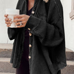 Women's Fall Casual Lapel Neck Patchwork Irregular Shirt Jacket