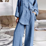 Women's Nine-Quarter Sleeve Shirt And Trousers Two-Piece Suit