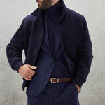 Men's Casual Stand Collar Wool Blend Single Breasted Bomber Jacket