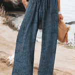 Batik Style Spring Woodland Pattern Printed Women's Cotton And Linen Casual Pants