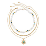 Vintage Ethnic Style Eye And Sun Turquoise Pendant Necklace