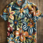 Flowers Vintage Print Casual 100% Cotton Shirt