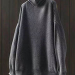 Women's Retro Solid Color Loose Elegant Half Turtleneck Casual Pullover Knitted Sweater