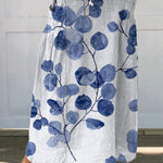 Women's Retro Botanical Floral Linen Elastic waistband Pocket Skirt