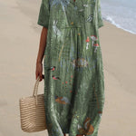 Woodland And Animals Pattern Printed Women's Flowy Dress