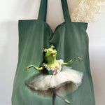 Frog Print Pattern Linen Tote Bag