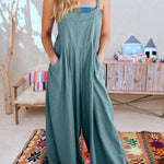 Women's Solid Color Loose Elegant Casual Cotton Linen Suspender Jumpsuit