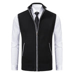 Men's Casual Solid Color Stand Collar Sleeveless Knitted Vest