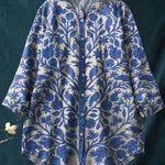 Indian Art Floral Vintage Print Casual Cotton And Linen Shirt