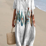 Women's Vintage Lovely Fish Art Print Flowy Dress