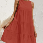 Cotton and Linen Sleeveless Crewneck Dress