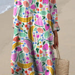 Summer Fruit Repeat Pattern Printed Women's Flowy Dress