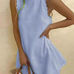Women's Solid Color Loose Elegant Casual Cotton And Linen Vest Dress