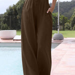 Women's Solid Color Loose Elegant Casual Simple Cotton And Linen Pants
