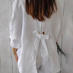 Women's  Cotton & Linen  Casual Tie-back  Shirt