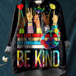 In A World Where You Can Be Anything Be Kind Peace And Love Art Print Casual Cotton And Linen Shirt
