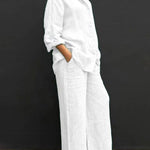 Women's Solid Color Loose Elegant Casual Shirt Suit
