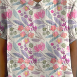 Watercolor Spring Garden Floral Repeat Pattern Printed Women's Casual Cotton And Linen Shirt