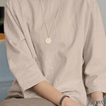Women's Solid Color Loose Elegant Casual Cotton And Linen T-Shirt
