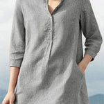 Women's Solid Color Loose Elegant Casual Cotton And Linen Shirt