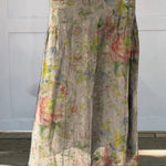 Women's Retro Floral Watercolor Art Linen Pocket Skirt