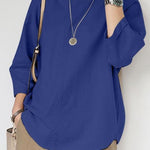 Women's Solid Color Loose Elegant Casual Cotton And Linen T-Shirt