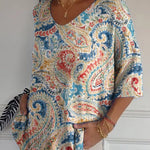 Women's Vintage Ethnic Floral Art Print Casual Pullover Knit