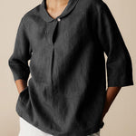Women's Casual Linen Cotton 3/4 Sleeve Shirt