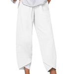 Women's Solid Color Loose Elegant Casual Simple Cotton And Linen Ninth Pants