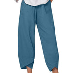 Women's Solid Color Loose Elegant Casual Simple Cotton And Linen Ninth Pants
