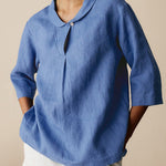 Women's Casual Linen Cotton 3/4 Sleeve Shirt