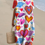 Women's Heart Art Print Flowy Dress