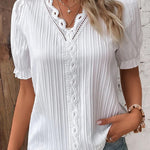Women's Hollow Short Sleeve European and American Dress Shirt